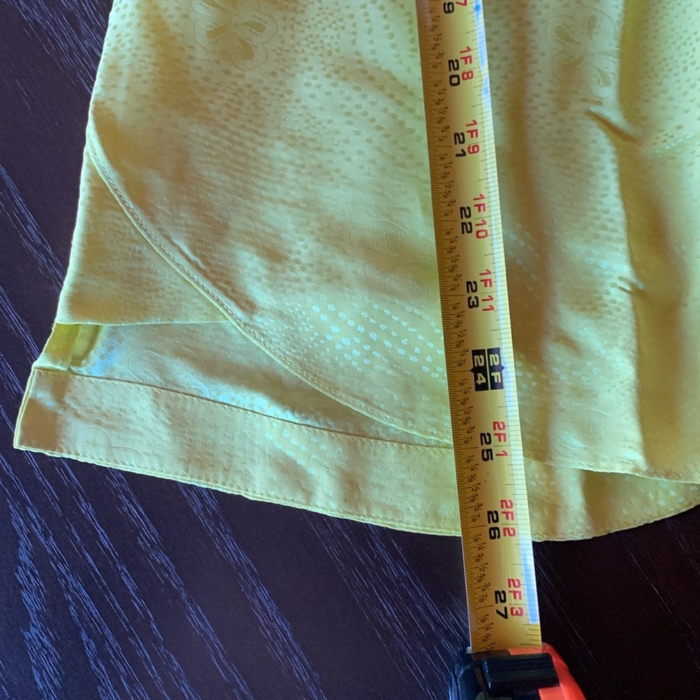 Rebecca Taylor women’s yellow green short sleeve blouse size 12 office career - Picture 12 of 13